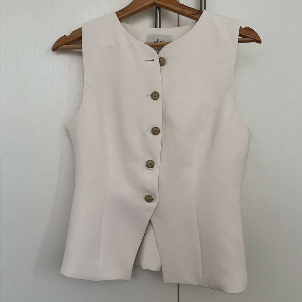 Wilfred Cream Button Down Sleeveless Top